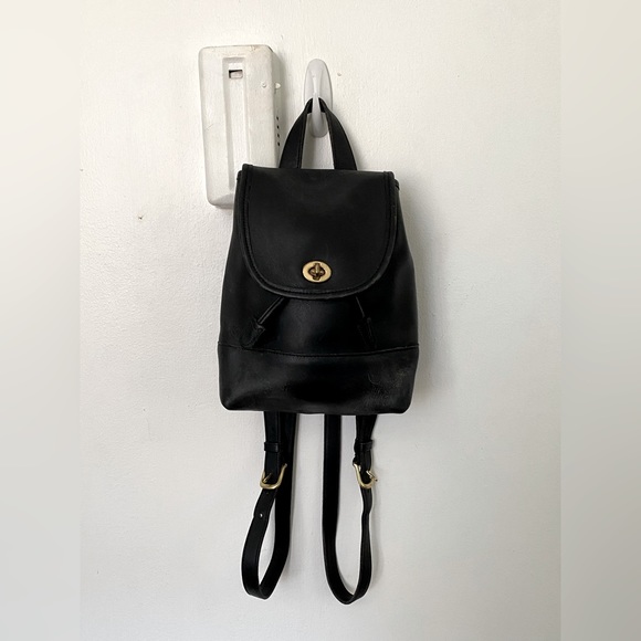 Coach Bags Vintage Coach Black Mini Daypack Backpack Brass Toggle
